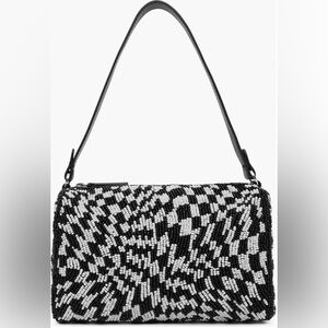 Black and White Beaded Shoulder Bag